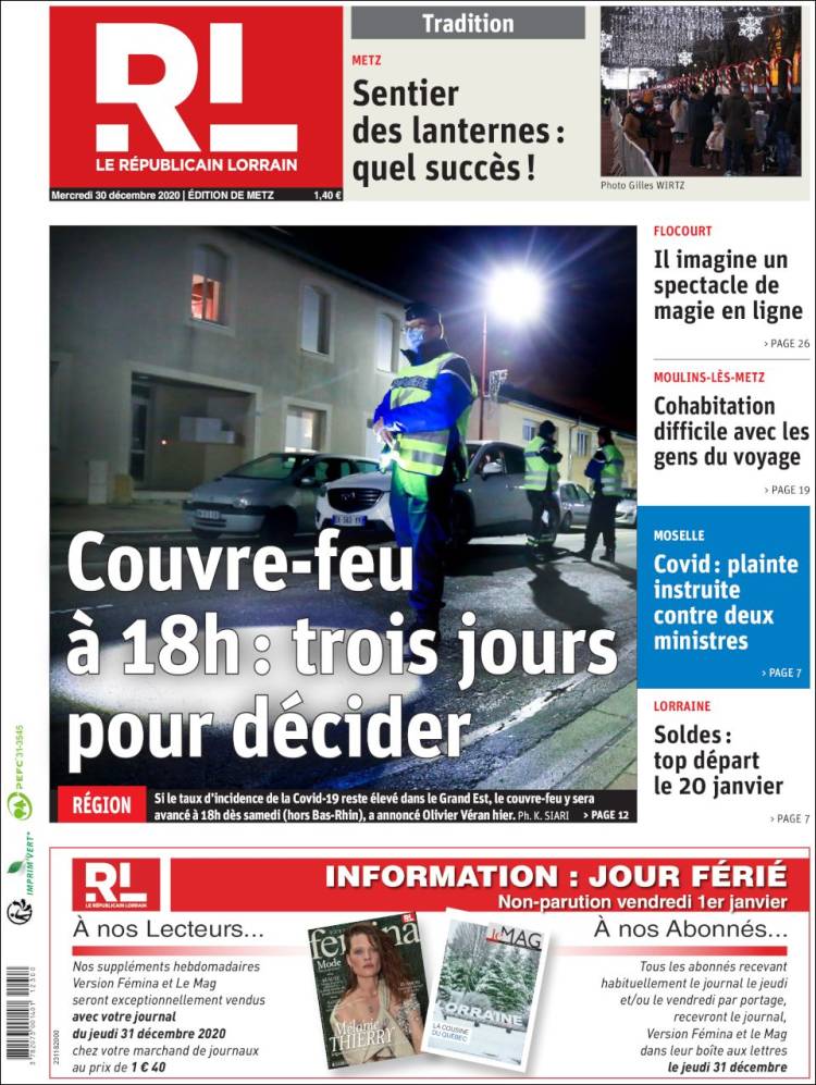 Portada de Le Republicain Lorrain (Francia)