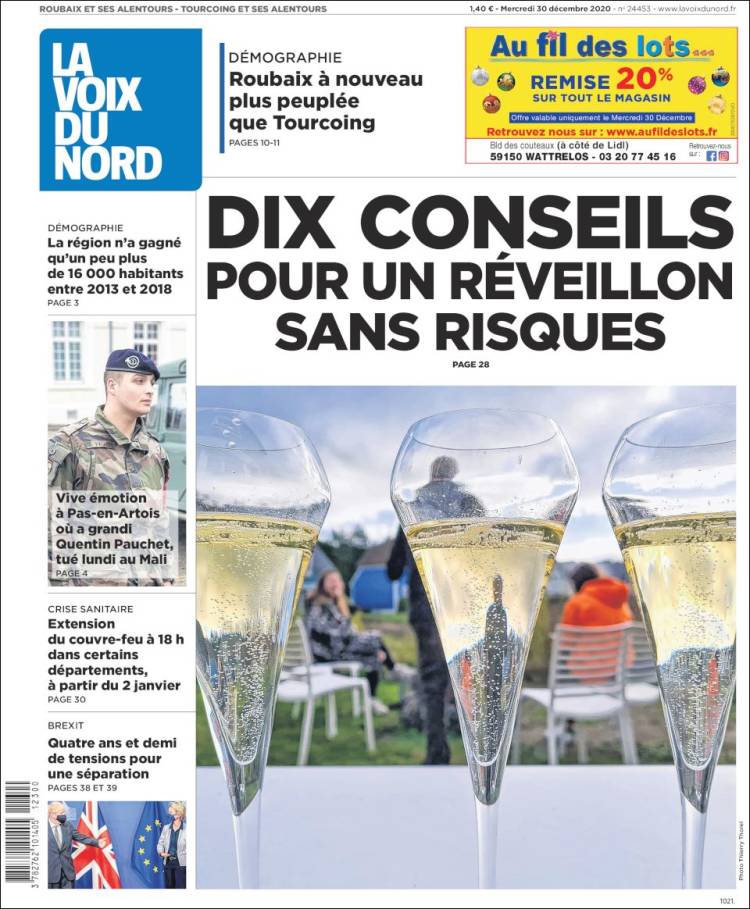 Portada de La Voix du Nord (Francia)