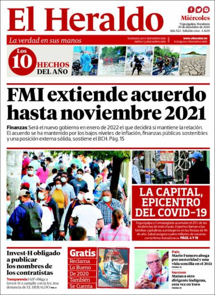 Portada de El Heraldo (Honduras)