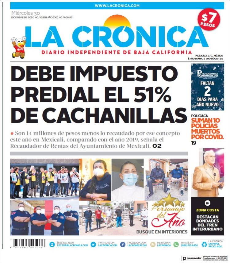 Portada de La Crónica de Baja California (México)