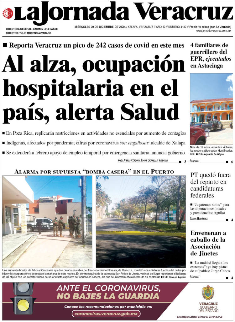 Portada de La Jornada Veracruz (México)