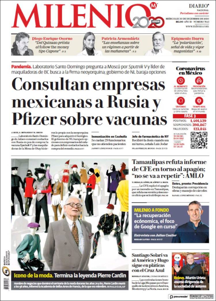 Portada de Milenio (México)