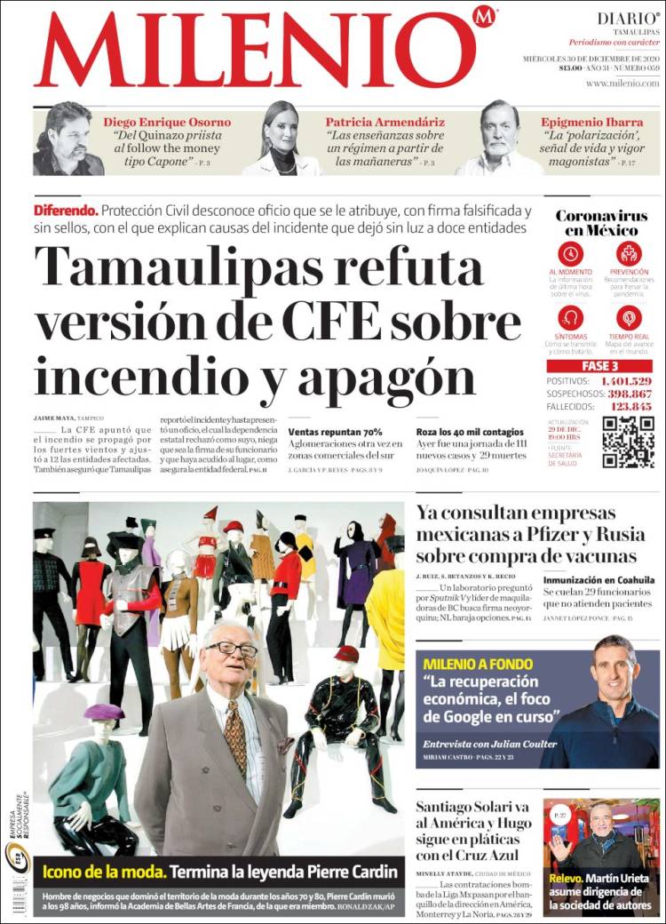 Portada de Milenio - Tamaulipas (Mexico)