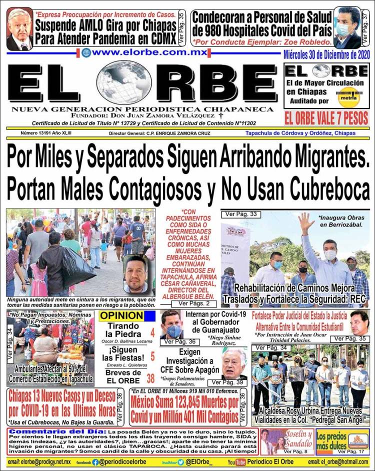 Portada de El Orbe (México)