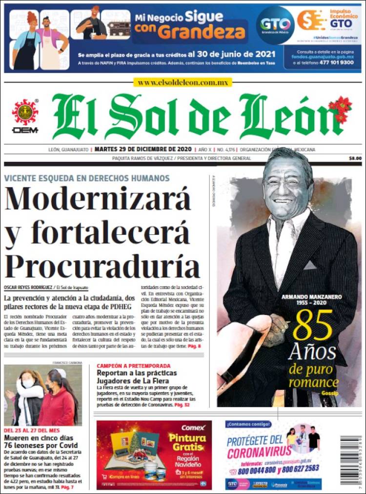 Portada de El Sol de León (México)