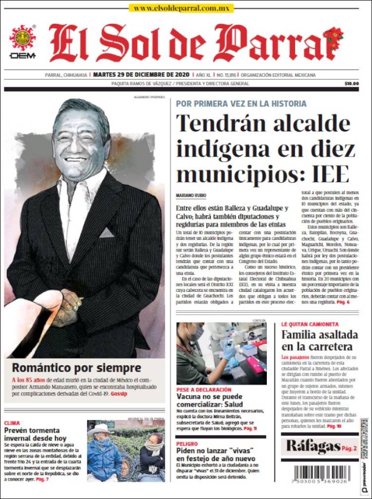 Portada de El Sol de Parral (México)