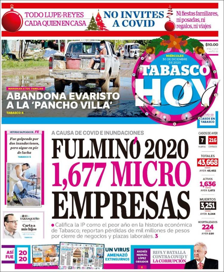 Portada de Tabasco Hoy (Mexico)