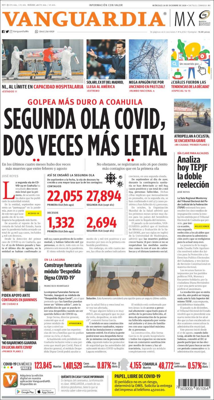Portada de Vanguardia (México)