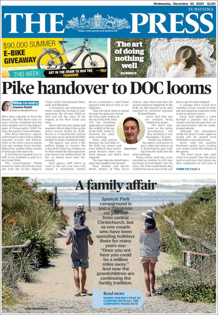 Portada de The Press (Nueva Zelanda)