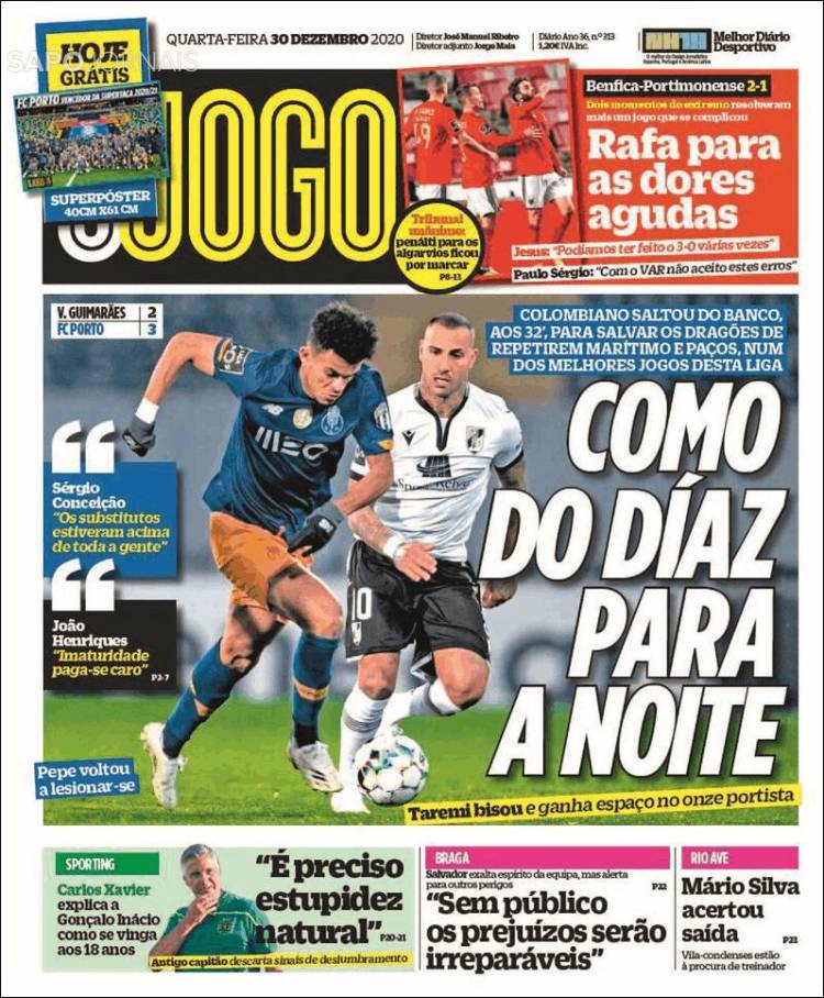Portada de O Jogo (Portugal)