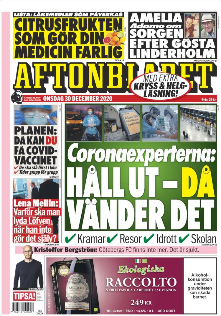 Portada de Aftonbladet (Suecia)