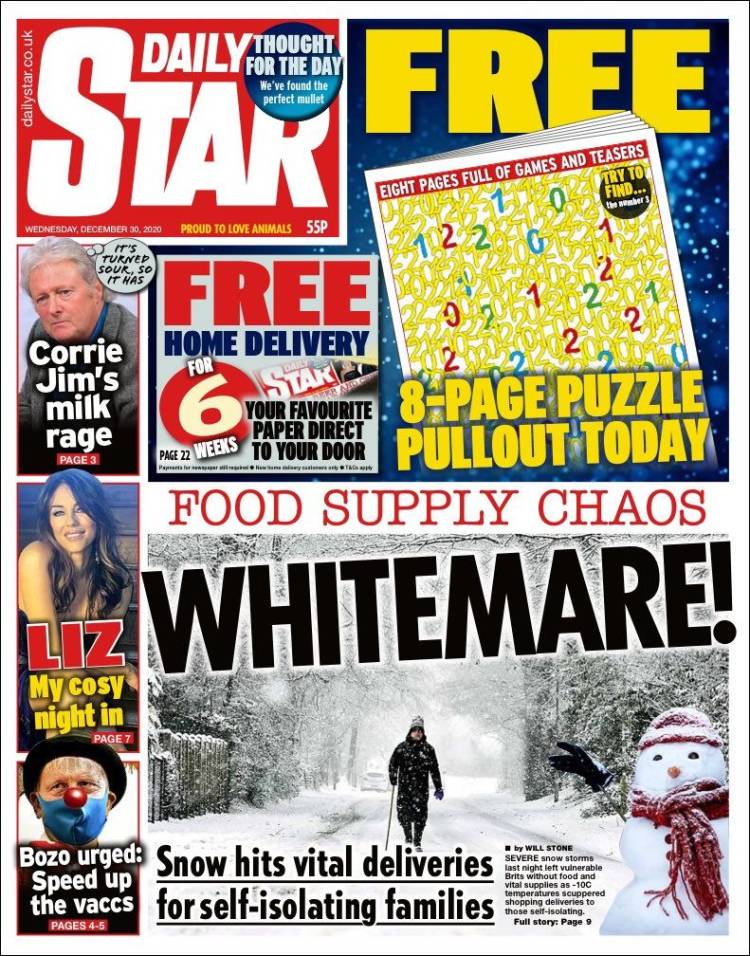 Portada de Daily Star (Reino Unido)