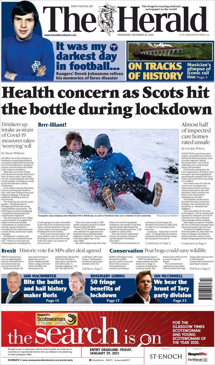 Portada de The Herald (Reino Unido)