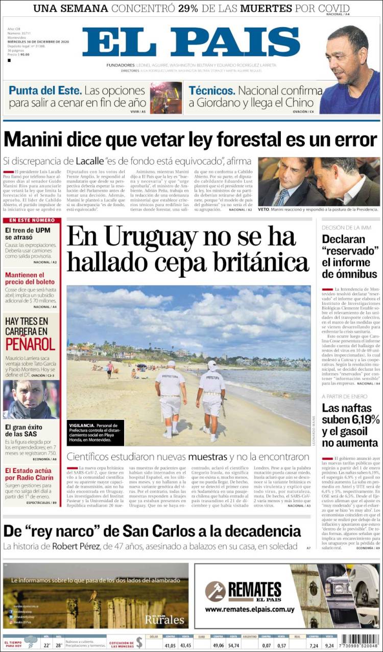 Portada de El País (Uruguay)