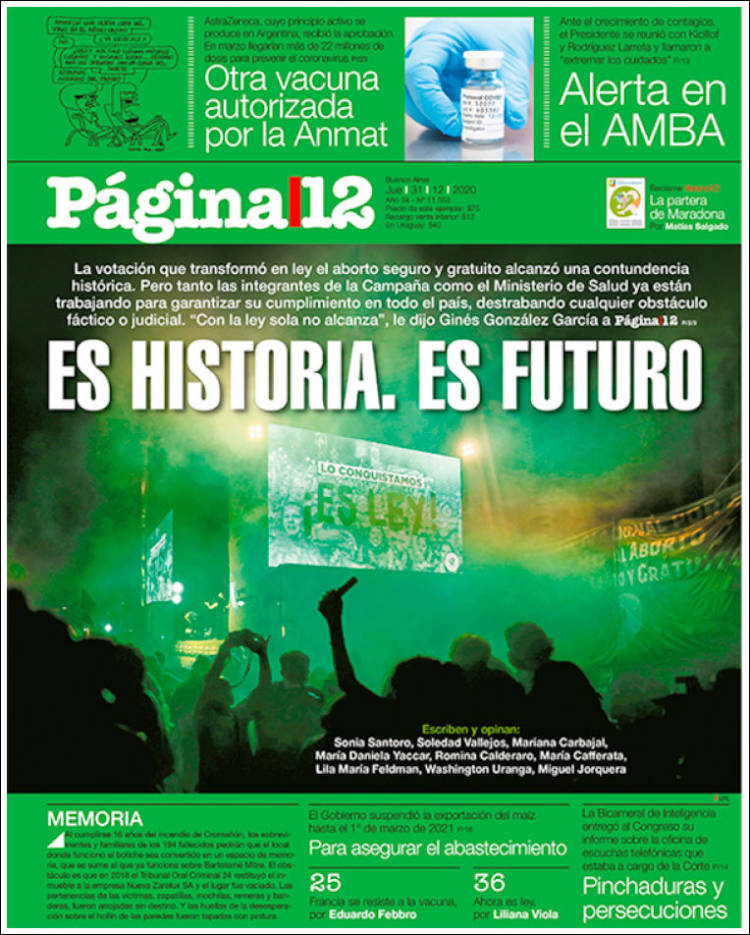 Portada de Página/12 (Argentina)