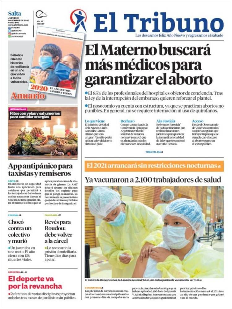 Portada de El Tribuno - Salta (Argentina)