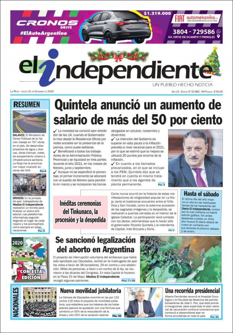 Portada de El Independiente (Argentina)