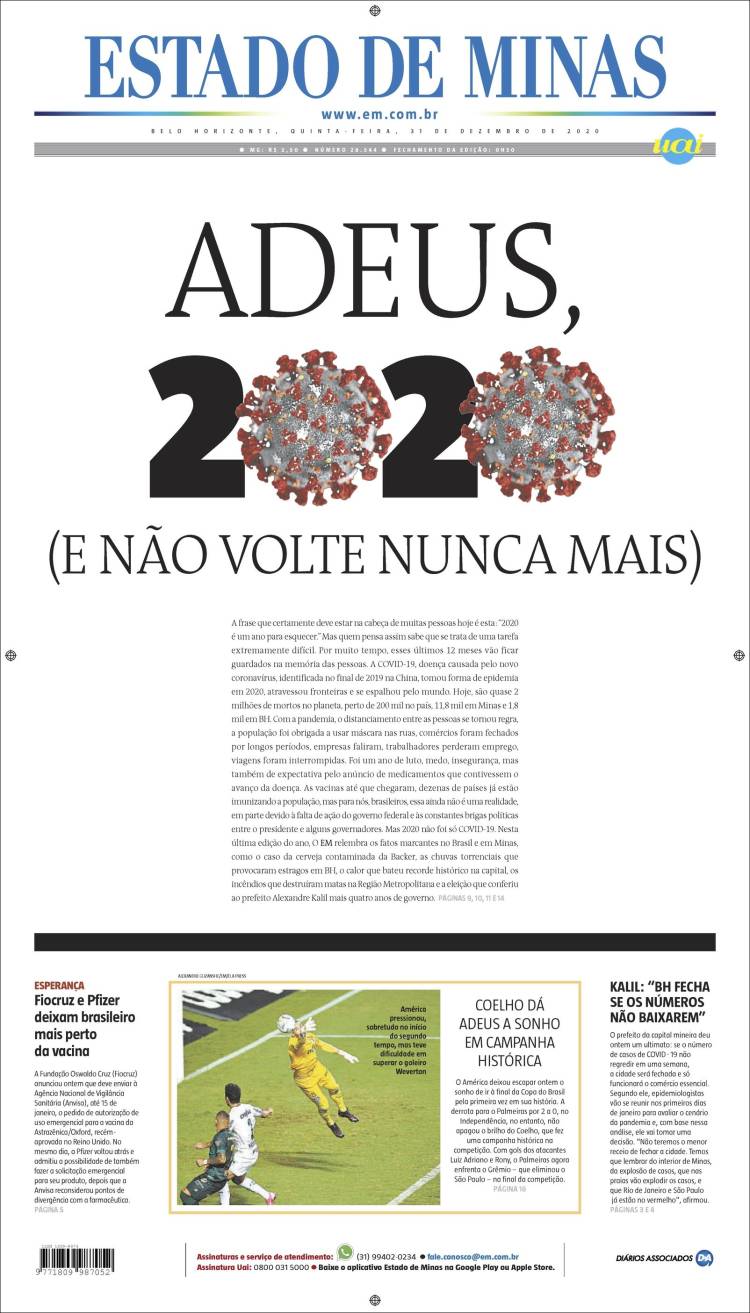 Portada de Jornal Estado de Minas (Brasil)
