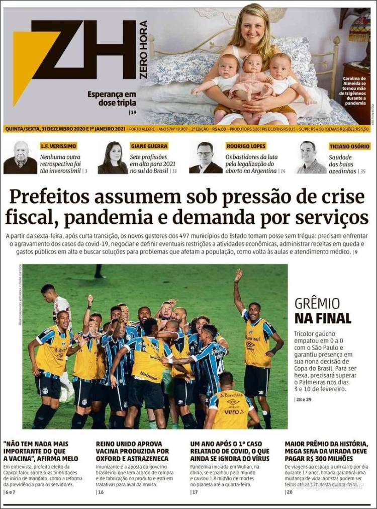 Portada de Zero Hora (Brasil)