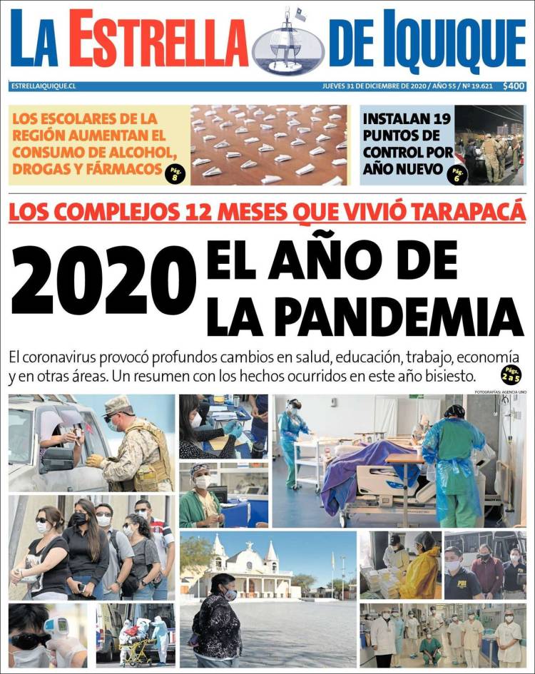 Portada de La Estrella de Iquique (Chile)