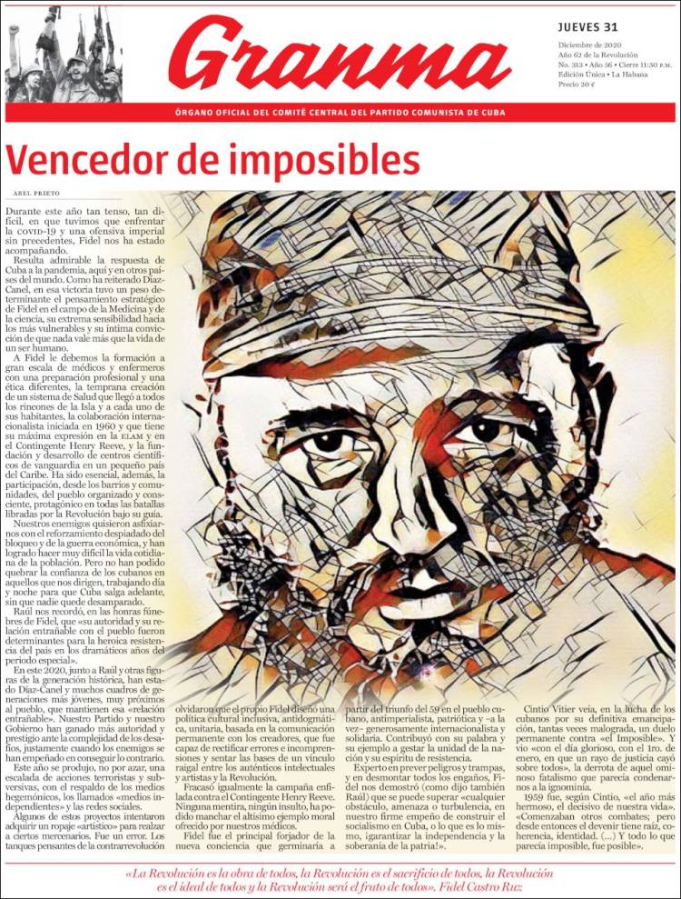 Portada de Granma (Cuba)