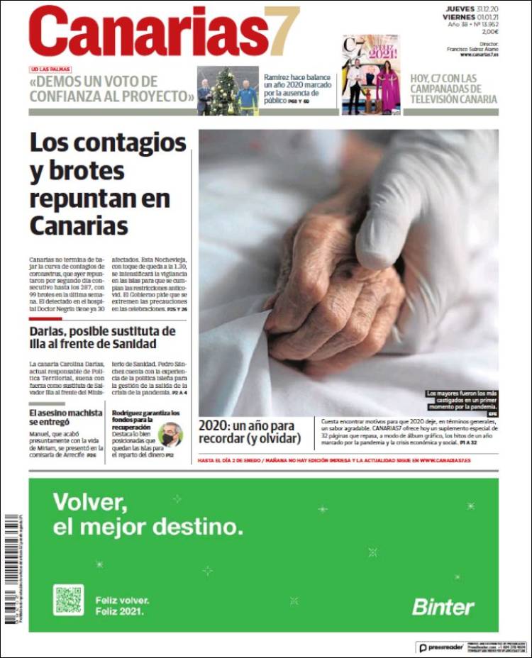 Portada de Canarias 7 (España)