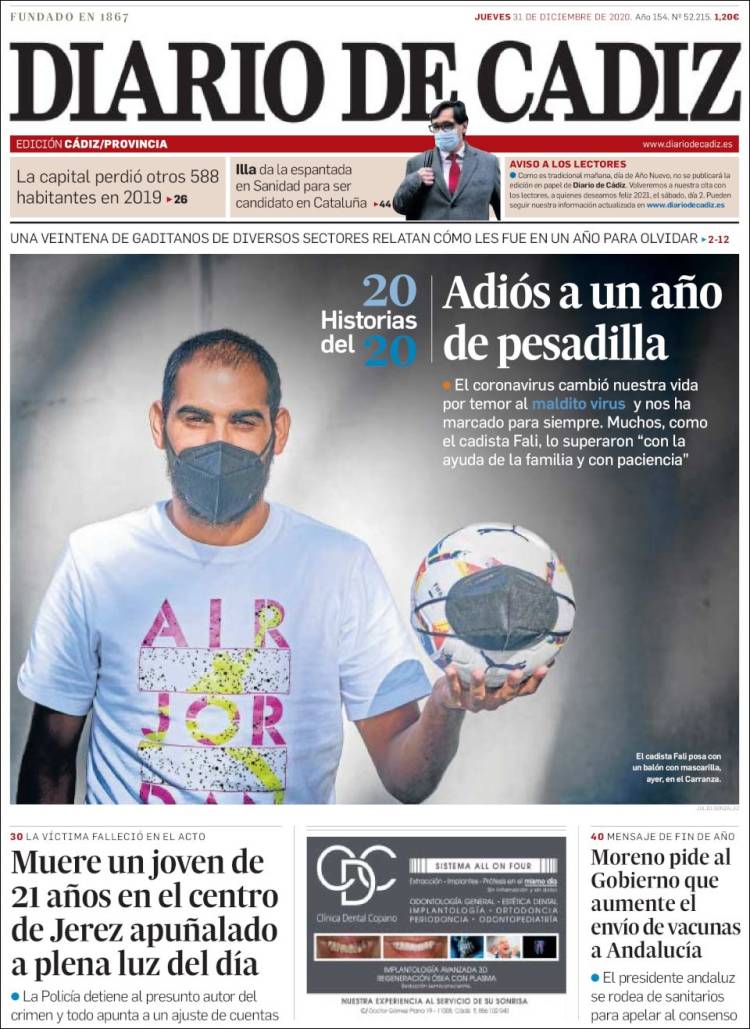 Portada de Diario de Cádiz (España)