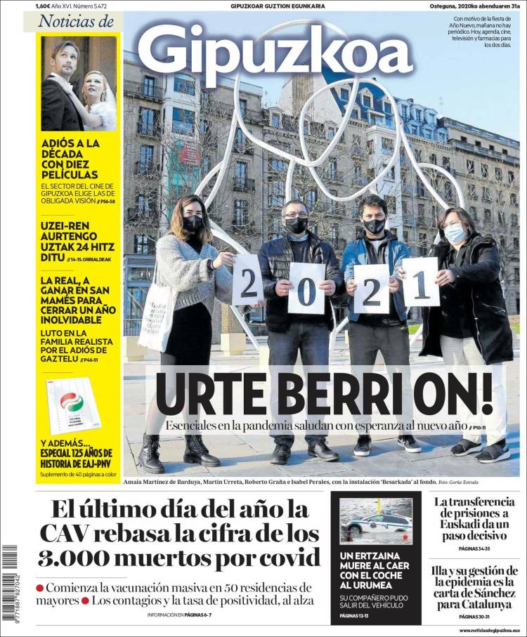 Portada de Noticias de Gipuzkoa (España)