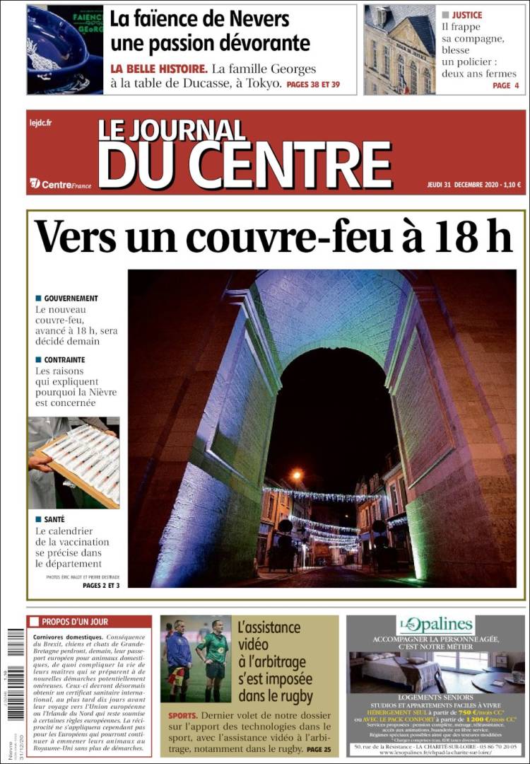 Portada de Le Journal du Centre (Francia)