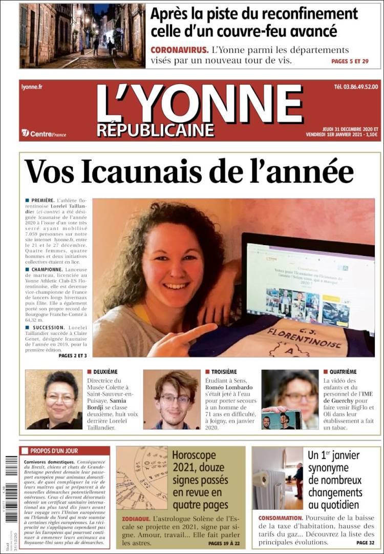 Portada de L'Yonne-Républicaine (Francia)