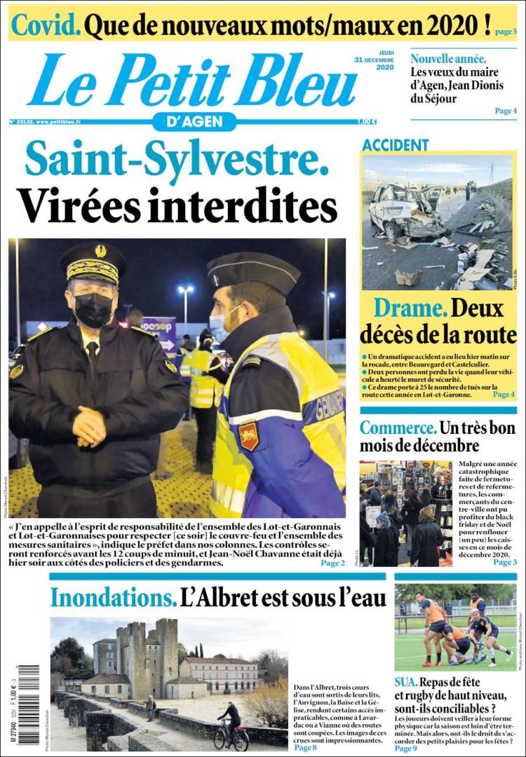 Portada de Le Petit Bleu (Francia)