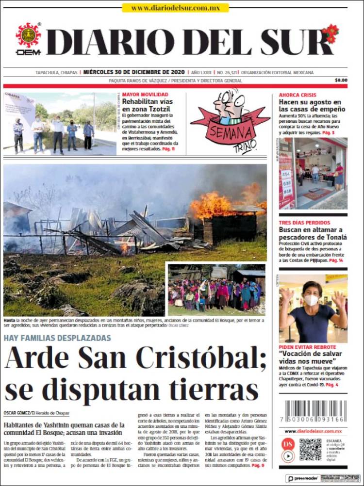 Portada de El Diario del Sur (Mexico)