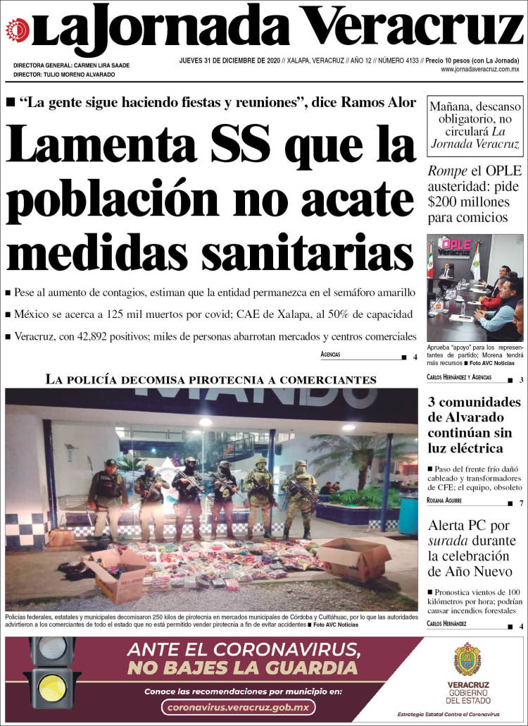 Portada de La Jornada Veracruz (Mexico)