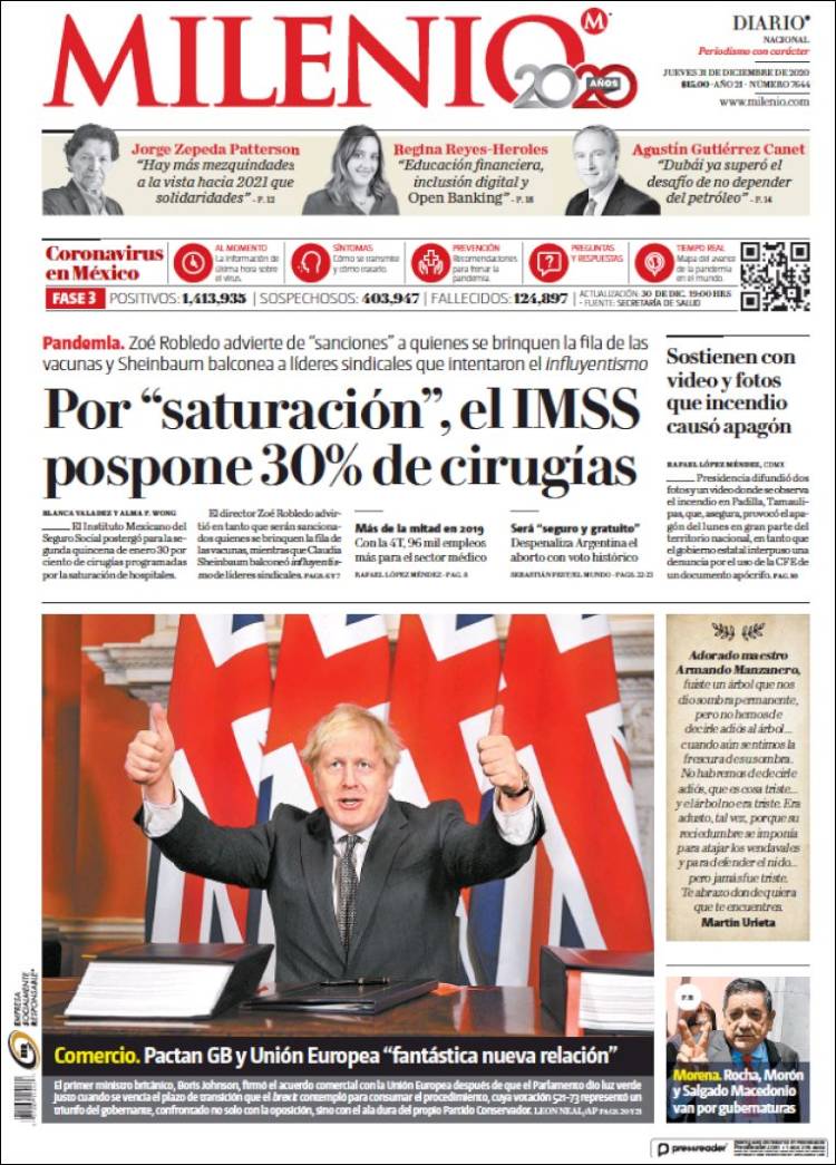 Portada de Milenio (Mexico)