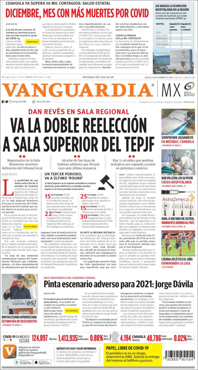 Portada de Vanguardia (México)