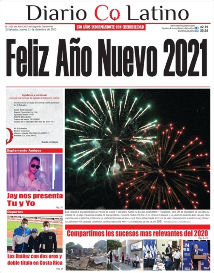 Portada de Diario Co Latino (El Salvador)