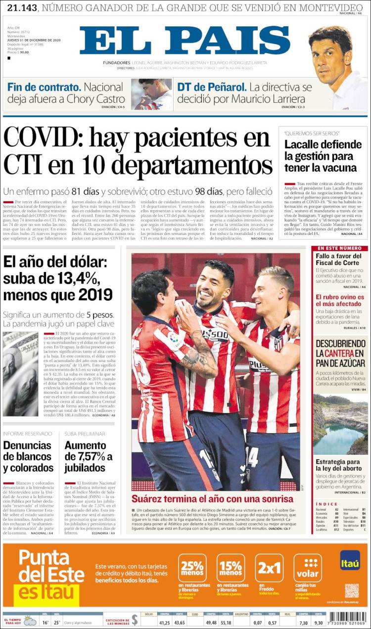 Portada de El País (Uruguay)