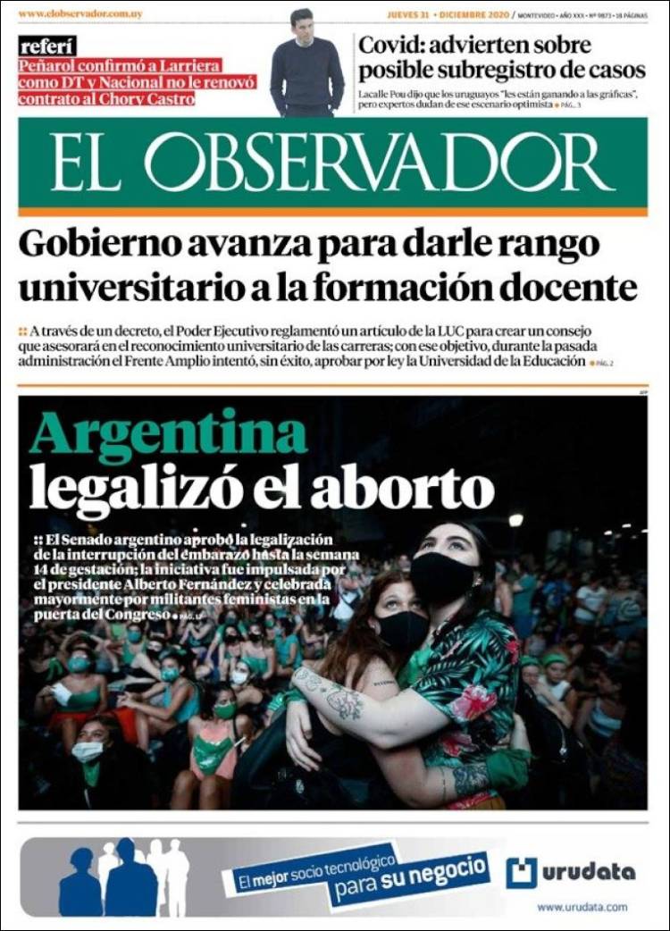 Portada de El Observador (Uruguay)