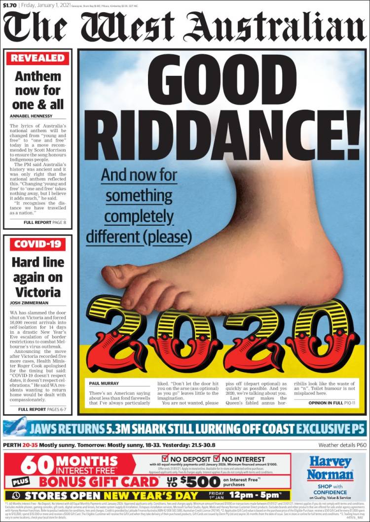 Portada de The West Australian (Australia)