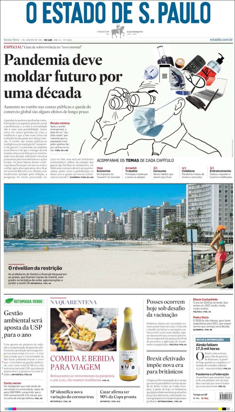 Portada de O Estado de São Paulo (Brasil)