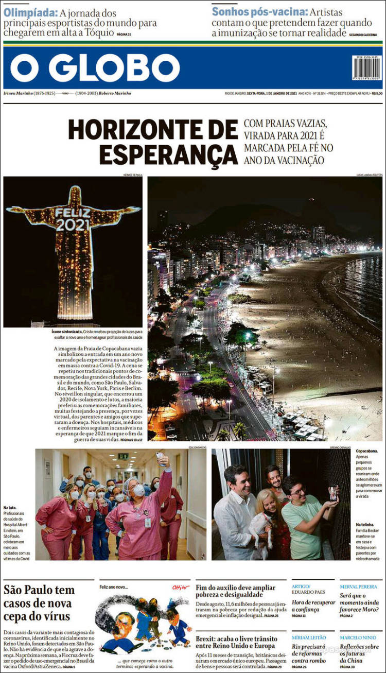 Portada de O Globo (Brasil)