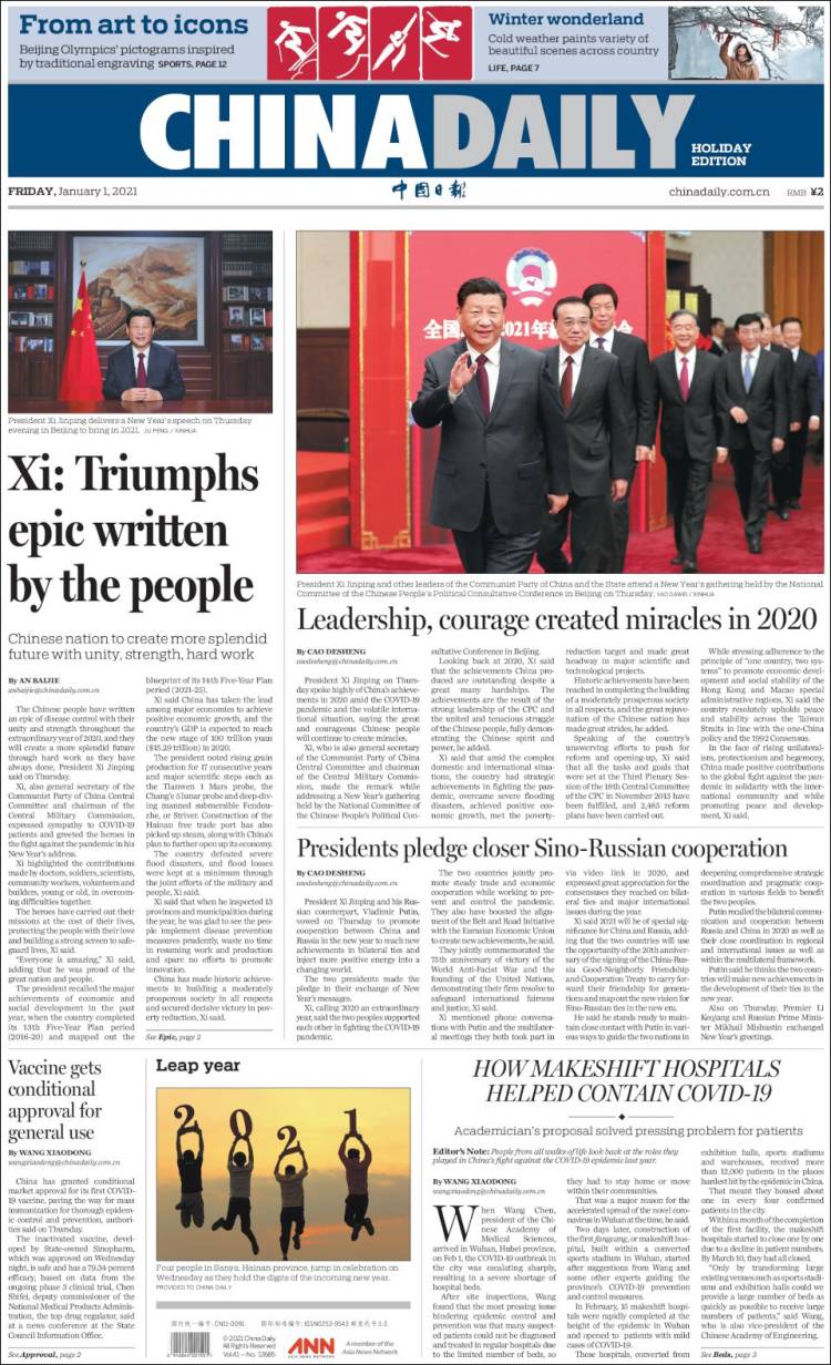 Portada de China Daily (China)