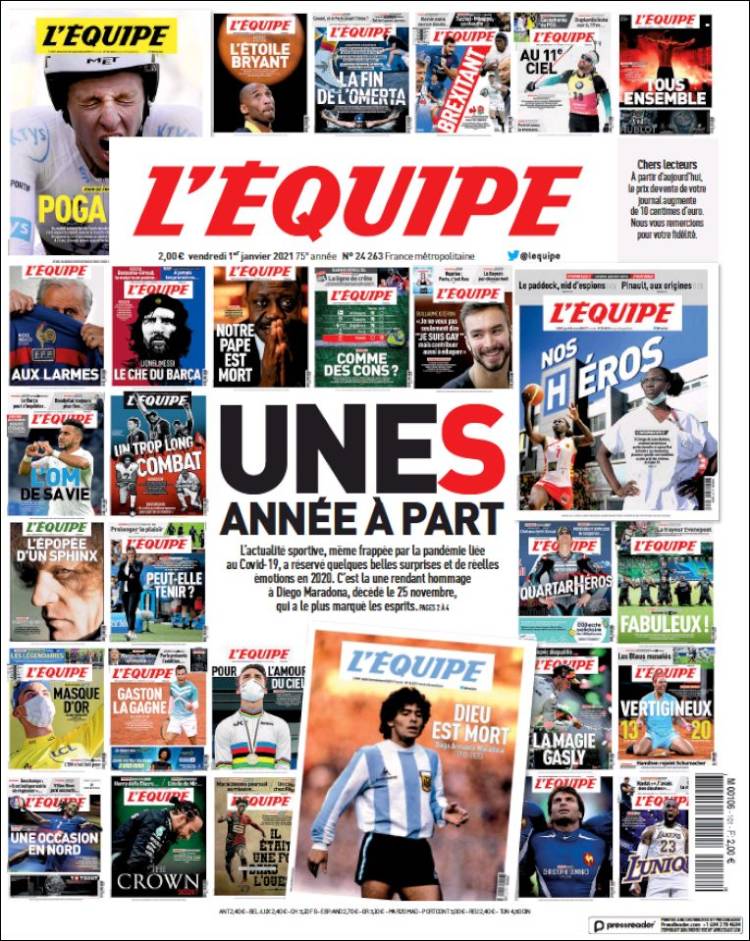 Portada de L'Equipe (Francia)