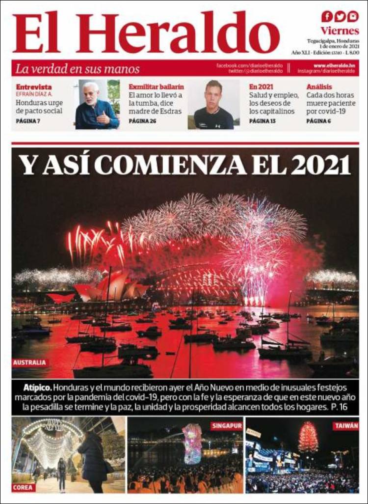 Portada de El Heraldo (Honduras)