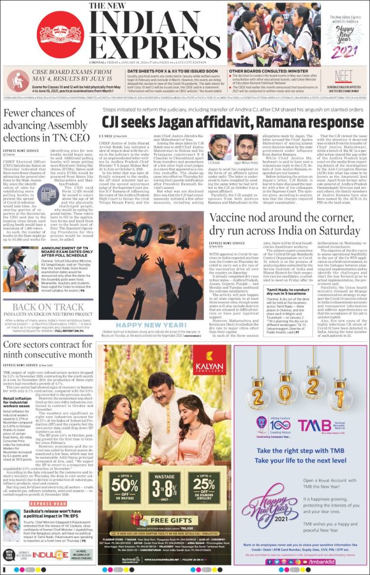 Portada de New Indian Express (India)