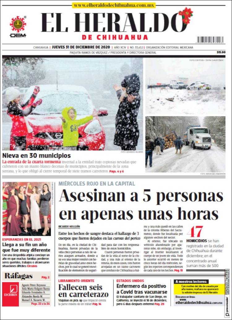 Portada de El Heraldo de Chihuahua (México)