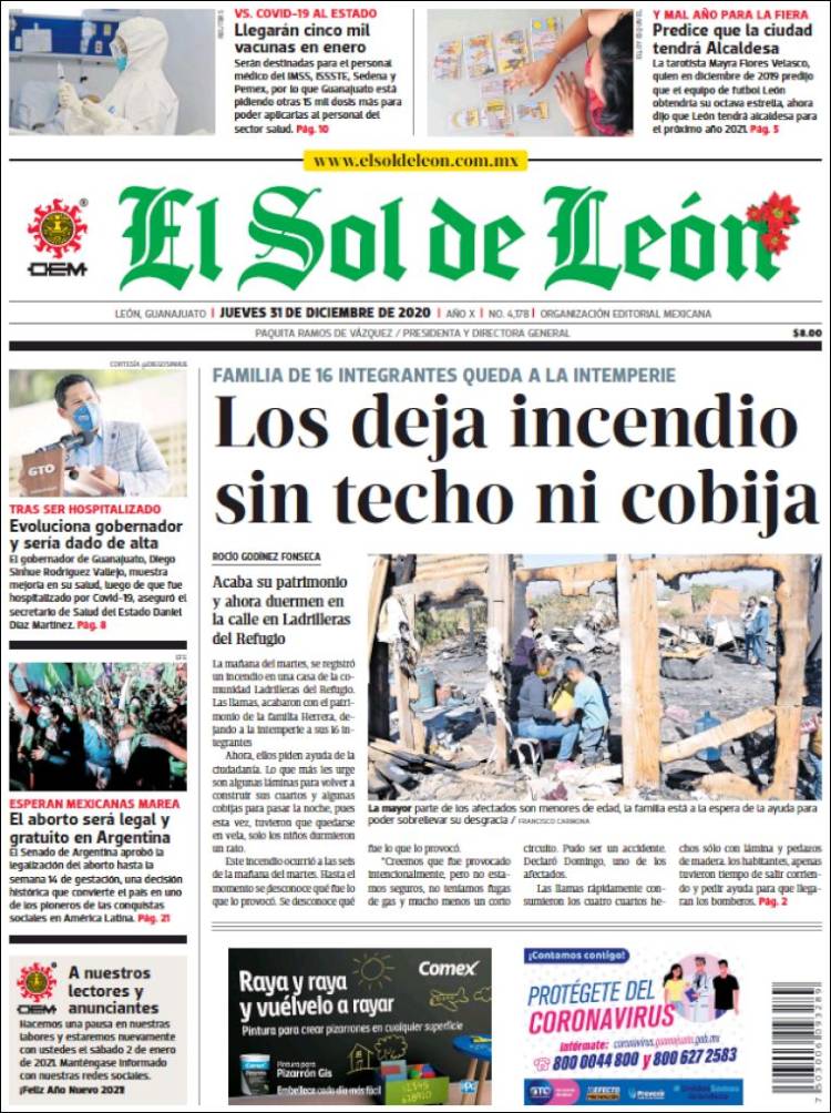 Portada de El Sol de León (México)