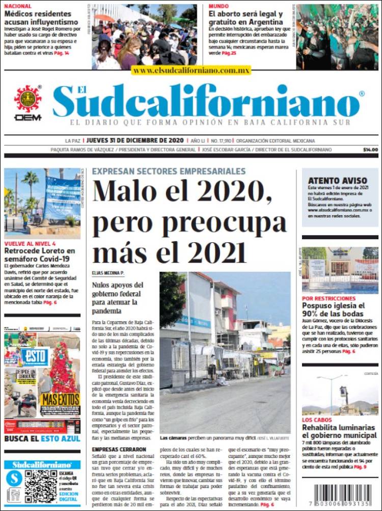 Portada de El Sudcaliforniano (México)
