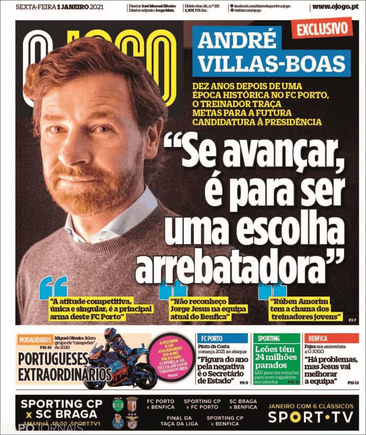 Portada de O Jogo (Portugal)