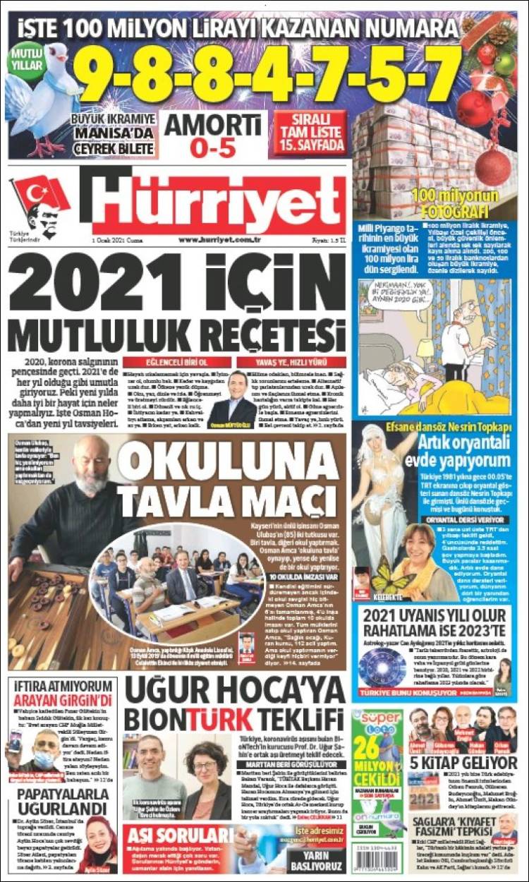 Portada de Hürriyet (Turquie)